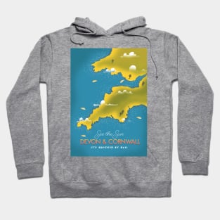 Devon & cornwall map travel poster. Hoodie